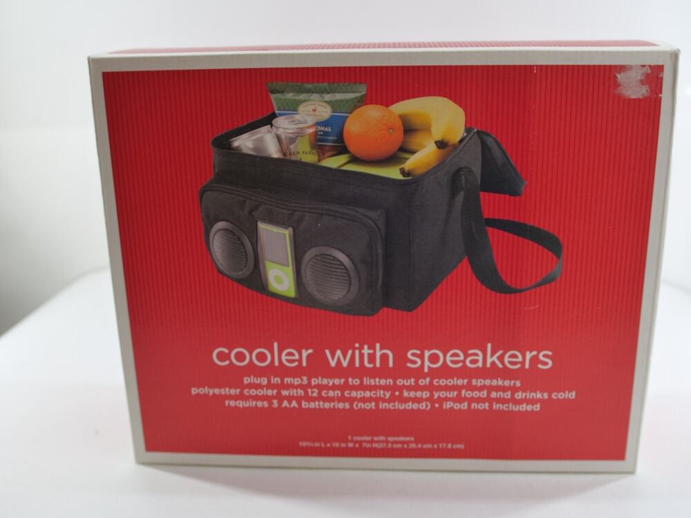 Cooler with speakers plug in‎ mp3 player and 12 can capacity - Open box